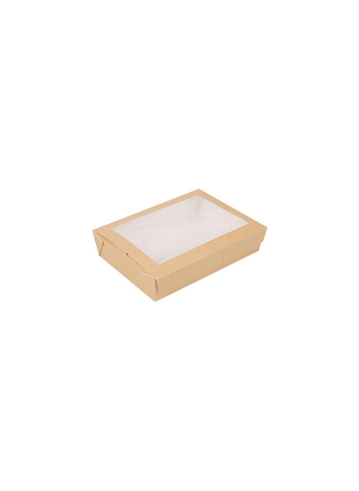 BOÎTES AVEC FENÊTRE 'THEPACK' 1000 ML 220 G/M2 + OPP 12x17x5,5 CM NATUREL CARTON ONDULÉ NANO
